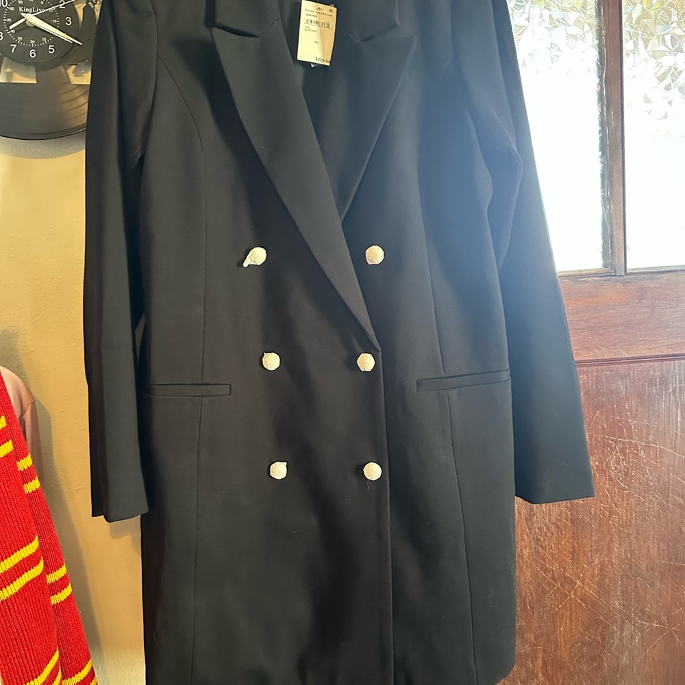 Good American Black Double-Breasted Blazer Dress